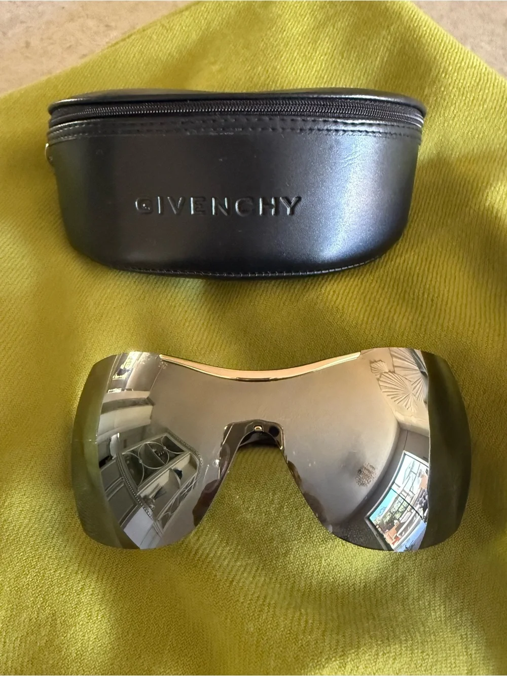 Givenchy Shield Sunglasses with Gold Accent and Black Case